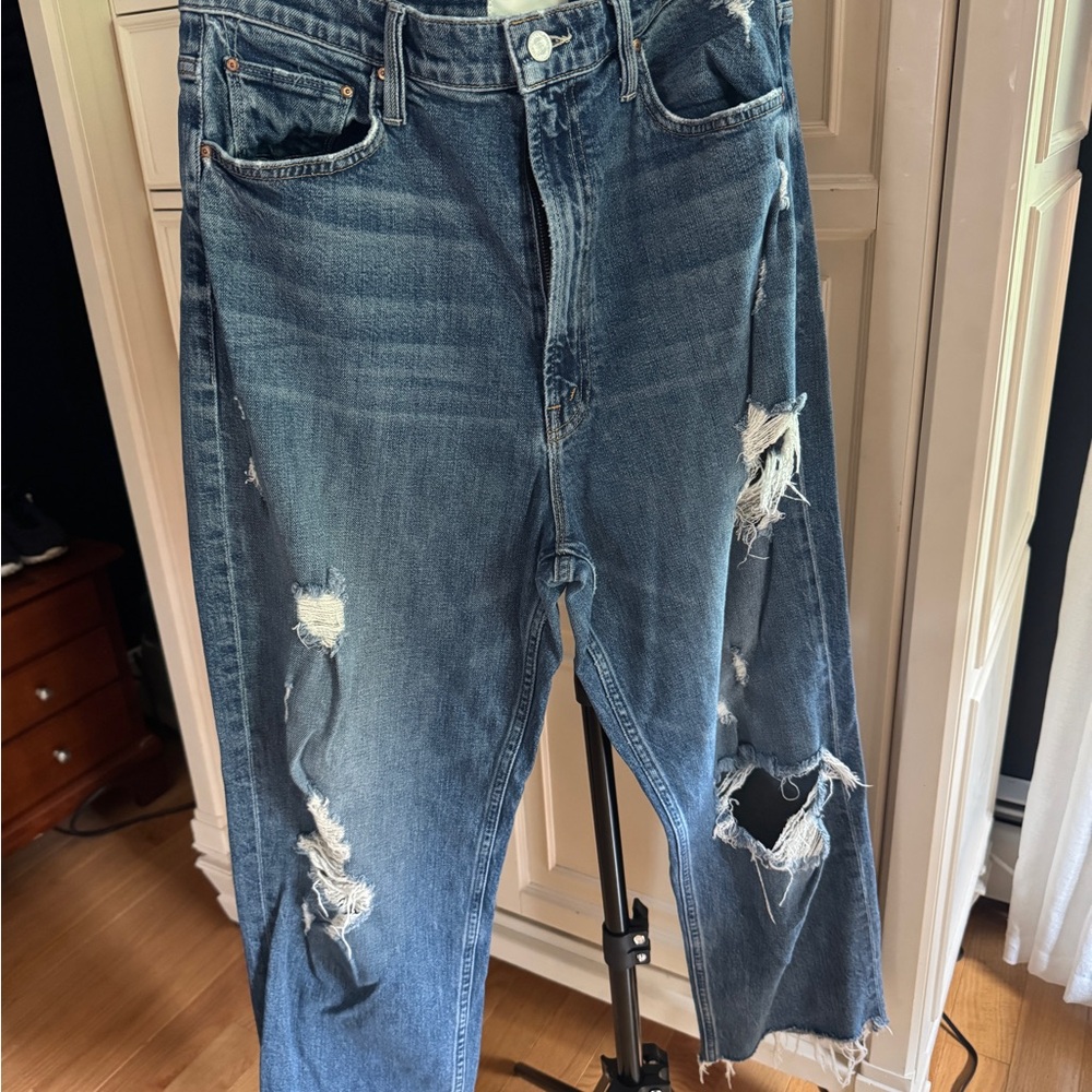 MOTHER High Waisted Study Hover in Peaches and Screams